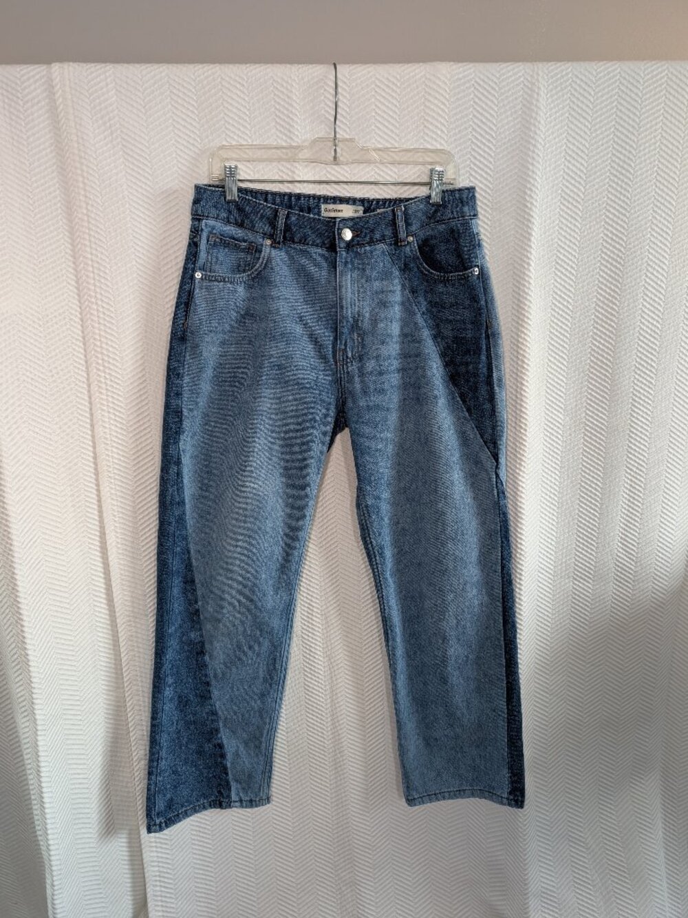 Outfitters Two Tone Straight Leg Blue Jeans Patchwork Denim Size 32 Streetwear